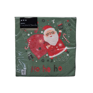 Holiday Elegance-Green Christmas Napkins with Santa